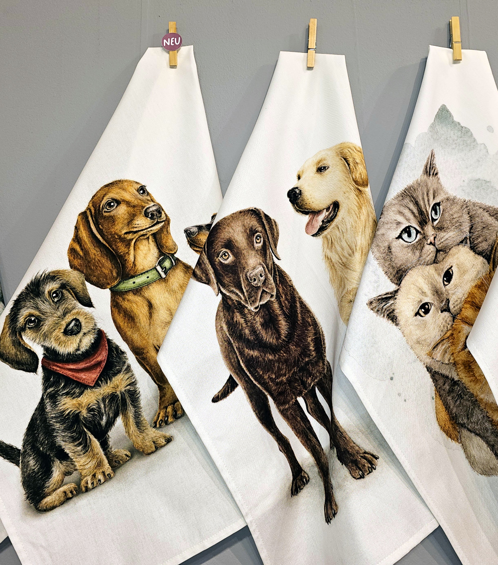 Maluu Geschirrtücher Hunde- und Katzenmotive